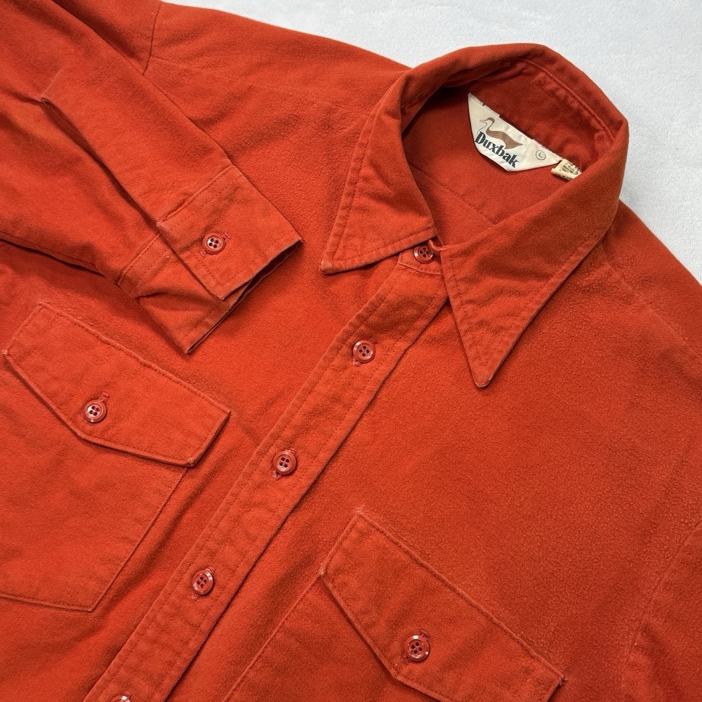 Vintage Duxbak Red Heavyweight Button Up‎ Shirt Mens L Flannel Workwear